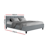 Artiss Bed Frame Queen Size Grey TINO - Side View