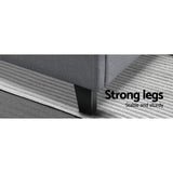 Artiss Bed Frame Queen Size Grey TINO - Close-Up Angle