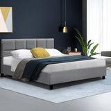 Artiss Bed Frame Queen Size Grey TINO - Low Angle