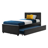 Artiss Bed Frame King Single Size Trundle Daybed Black - Side View