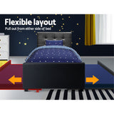 Artiss Bed Frame King Single Size Trundle Daybed Black - 45-Degree Angle