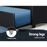 Artiss Bed Frame King Single Size Trundle Daybed Black - Rear View