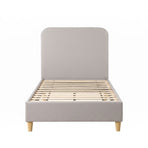Artiss King Single Bed Frame with Headboard, Faux Linen Fabric Grey