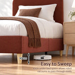 Artiss King Single Bed Frame with Headboard, Faux Linen Fabric Brown