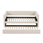Artiss Single Daybed with Trundle, Boucle Upholstered Bed Frame Guest Bed