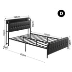 Artiss Double Bed Frame with Storage Headboard SAA Certified Charging Station