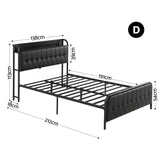 Artiss Double Bed Frame with Storage Headboard SAA Certified Charging Station - Front View