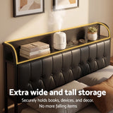 Artiss Double Bed Frame with Storage Headboard SAA Certified Charging Station - 45-Degree Angle
