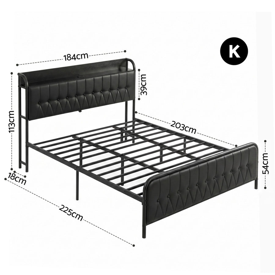 Artiss King Bed Frame with Storage Headboard SAA Certified Charging Station