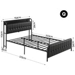 Artiss Queen Bed Frame with Storage Headboard SAA Certified Charging Station