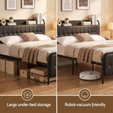 Artiss Queen Bed Frame with Storage Headboard SAA Certified Charging Station - Close-Up Angle