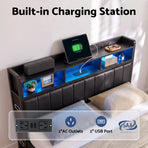 Artiss King Bed Frame with Storage Headboard, 2 Drawers, Charging Station & LED Light