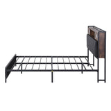 Artiss Double Bed Frame with LED Lights Storage Headboard 2 USB 2 AC Outlets Charging Station - Side View