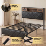 Artiss Double Bed Frame with LED Lights Storage Headboard 2 USB 2 AC Outlets Charging Station - Extra Image