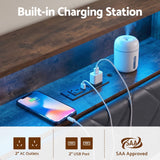 Artiss King Bed Frame with LED Lights and Storage Headboard Charging Station - Top-Down View