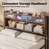 Artiss King Bed Frame with LED Lights and Storage Headboard Charging Station - 45-Degree Angle