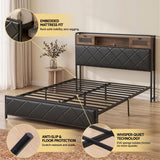 Artiss Queen Bed Frame with LED Lights and Storage Headboard Charging Station - Extra Image