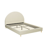 Artiss Bed Frame Queen Size Velvet Cream ELLA - Close-Up Angle