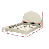 Artiss Bed Frame Queen Size Velvet Cream ELLA - Front View