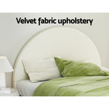 Artiss Bed Frame Queen Size Velvet Cream ELLA - Top-Down View