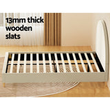 Artiss Bed Frame Queen Size Velvet Cream ELLA - 45-Degree Angle