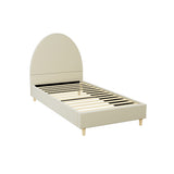 Artiss Bed Frame Single Size Velvet Cream ELLA - Close-Up Angle