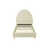 Artiss Bed Frame Single Size Velvet Cream ELLA - Side View