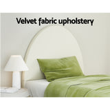 Artiss Bed Frame Single Size Velvet Cream ELLA - Top-Down View