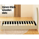 Artiss Bed Frame Single Size Velvet Cream ELLA - 45-Degree Angle