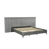 Artiss Bed Frame King Size Velvet Grey LOTT - Close-Up Angle