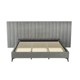 Artiss Bed Frame King Size Velvet Grey LOTT - Side View