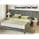 Artiss Bed Frame King Size Velvet Grey LOTT - Top-Down View