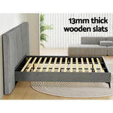Artiss Bed Frame King Size Velvet Grey LOTT - 45-Degree Angle