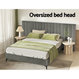 Artiss Bed Frame Queen Size Velvet Grey LOTT