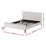 Artiss BedStory Queen Bed Frame with Mattress Set Platform Base Pocket Coil Linen Upholstered - Front View