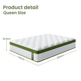 Artiss BedStory Queen Bed Frame with Mattress Set Platform Base Pocket Coil Linen Upholstered - Side View