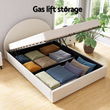 Artiss Gas Lift Queen Bed Frame with Bedside Table Set Boucle Fabric Upholstered Platform Bed Nightstand - 45-Degree Angle