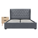 Artiss Gas Lift Queen Bed Frame and Bedside Table Set 2 Drawer Nightstand Bedroom Furniture Bundle - Side View