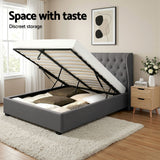 Artiss Gas Lift Queen Bed Frame and Bedside Table Set 2 Drawer Nightstand Bedroom Furniture Bundle - Top-Down View