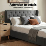 Artiss Gas Lift Queen Bed Frame and Bedside Table Set 2 Drawer Nightstand Bedroom Furniture Bundle - 45-Degree Angle