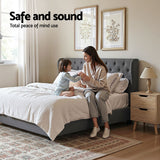 Artiss Gas Lift Queen Bed Frame and Bedside Table Set 2 Drawer Nightstand Bedroom Furniture Bundle - Rear View