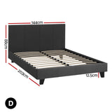 Artiss BedStory Double Bed Frame Mattress Set Platform Upholstered Hybrid Pocket Coil - Front View