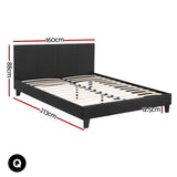 Artiss BedStory Queen Bed Frame Mattress Set Platform Upholstered Hybrid Pocket Coil - Front View