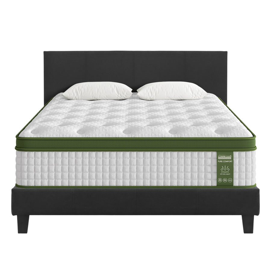Artiss BedStory Queen Bed Frame Mattress Set Platform Upholstered Hybrid Pocket Coil