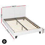Artiss Double Bed Frame and BedStory Hybrid Mattress Bundle with Headboard White