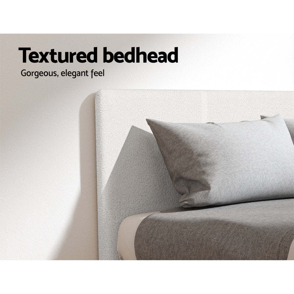 Artiss Double Bed Frame and BedStory Hybrid Mattress Bundle with Headboard White