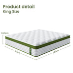 Artiss BedStory King Bed Frame Set With Hybrid Mattress Medium Firm Linen Grey