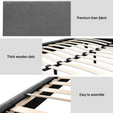 Artiss BedStory King Bed Frame Set With Hybrid Mattress Medium Firm Linen Grey