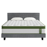 Artiss BedStory King Bed Frame Set With Hybrid Mattress Medium Firm Linen Grey - Low Angle