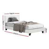 Artiss King Single Bed Set with BedStory Hybrid Mattress Upholstered Platform White Boucle Fabric - Front View